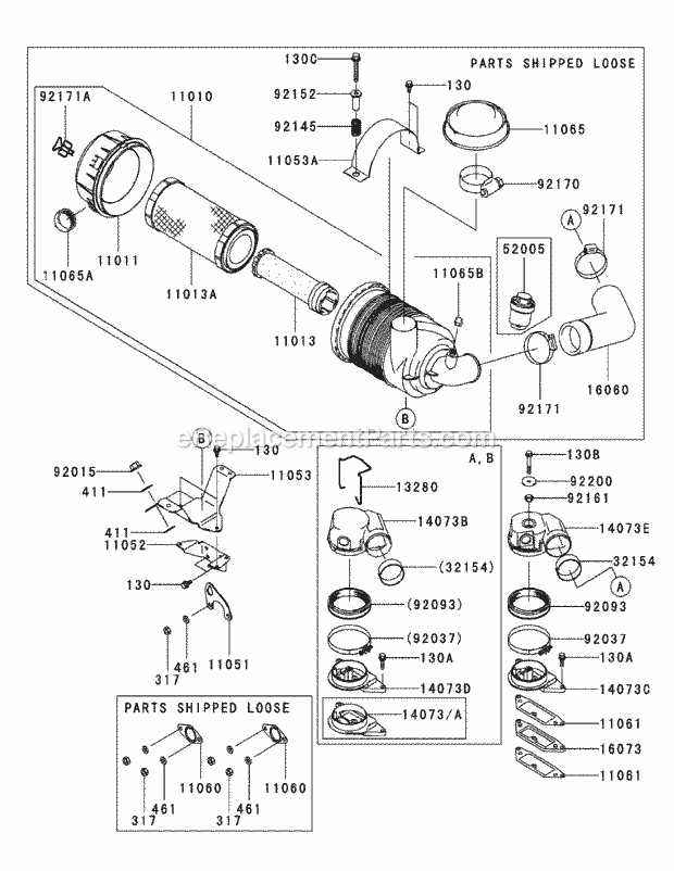 Fd791d-Cs05 Air Filter & Muffler Diagram and Parts List for M60-KW 53AJ8CT6050 Cub Cadet Sprayer